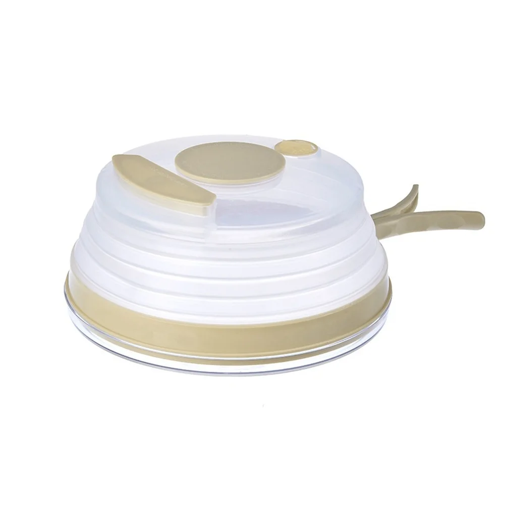 1 Piece Foldable Microwave Splatter Cover Heat Resistant Lid With Handle For Food Heating Kitchen Tool White