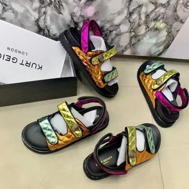 Colorful Thick Bottom Beach Sandals New Round Toe Classic Style Sandals Large Size Colorful Platform Summer Sandal For Women