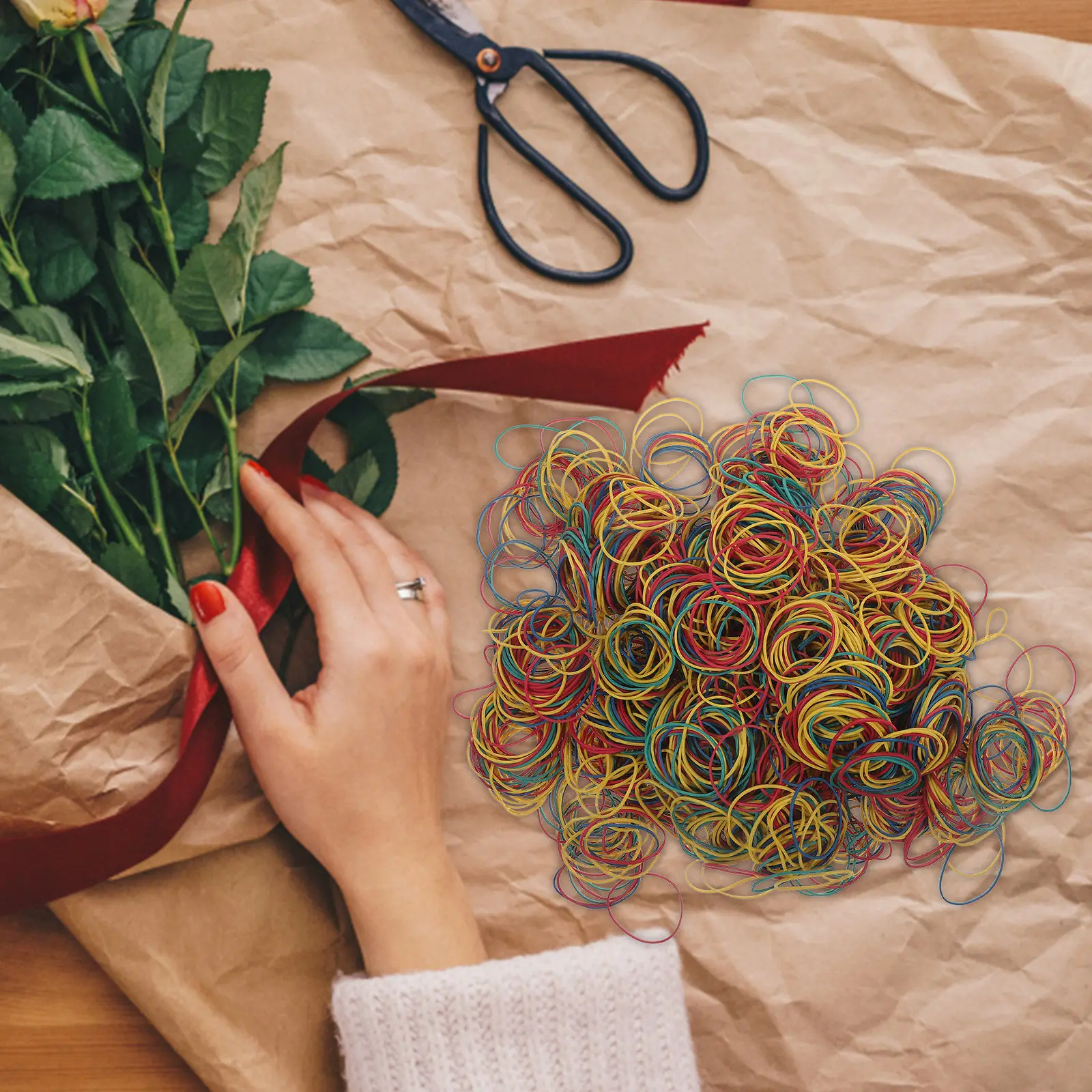 

1Set Thickened Colorful Rubber Bands Elastic Rings Multipurpose Home Office Hair Tying Photo Hanging Craft Supplies