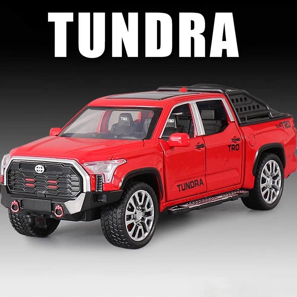 1:32 Scale Tundra MAMMOTH Pickup Model Toy Car Pull Back Sound Light Off-road Vehicle Metal Diecast Models Boys Collection