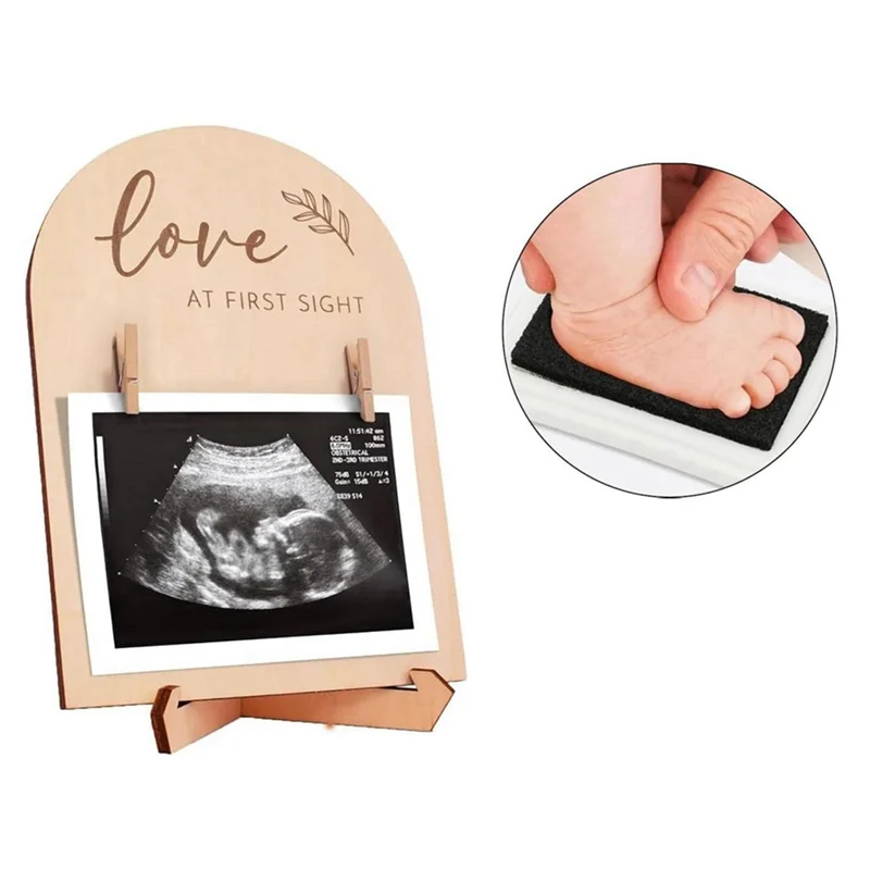 

KYCOR-Baby Scanning Photo Frame Pregnancy Gift, Baby's First Birth Sign Board, Baby Bath Photo Props With Footprint Pen Set.