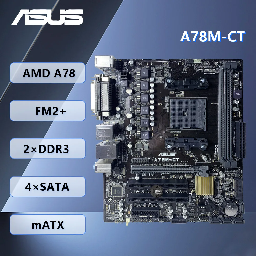 Placa base ASUS A78M-CT M-ATX AMD A78 Chipset FM2+/FM2 DDR3 32GB SATA3 DVI-D VGA para AMD Athlon X4/A series
