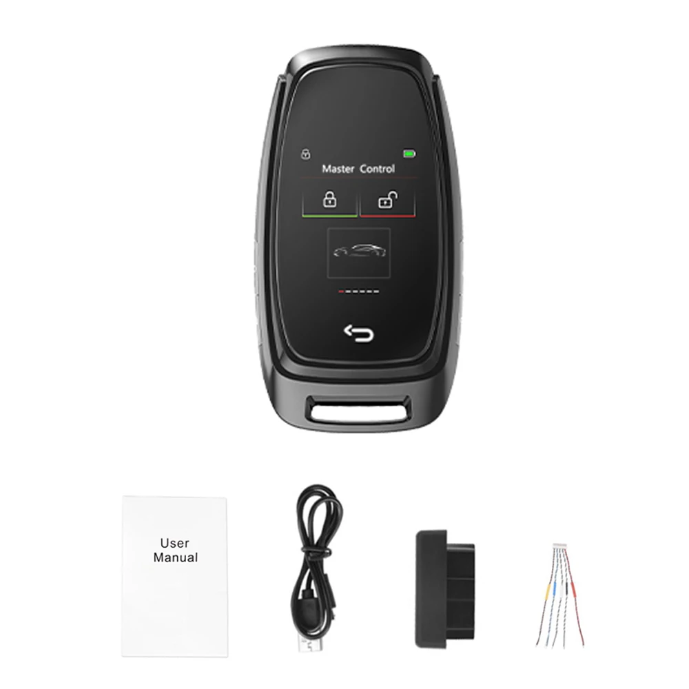 

Car Intelligent Key with LCD Touchscreen Black Silver Zinc Alloy Glass 450mAh Lithium Battery 86.24x46.36x18.05mm for