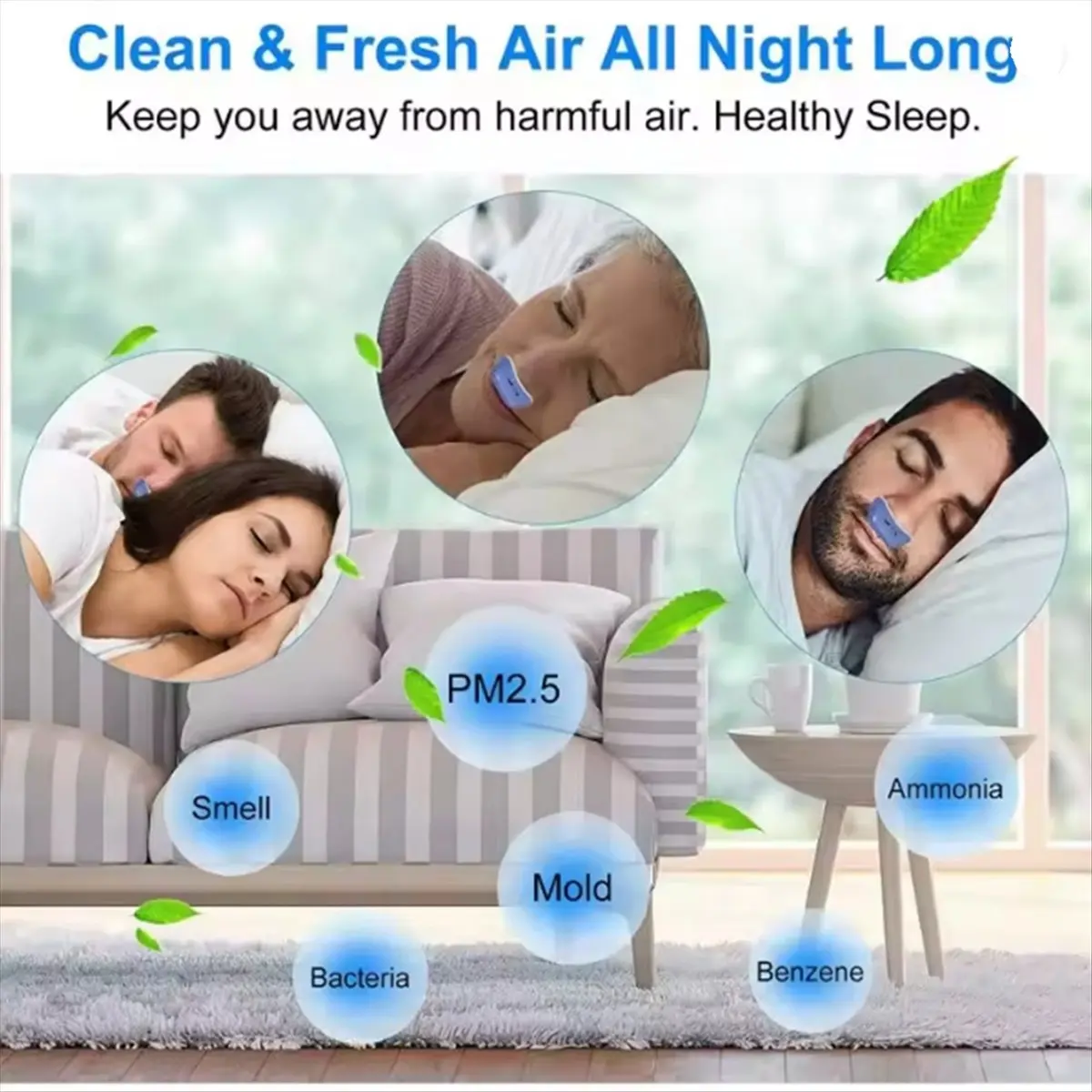 ABDD HOT  Anti Snoring Devices Upgraded Adjustable Wind Speed Electric Snoring Solution Snore Reducing Blue