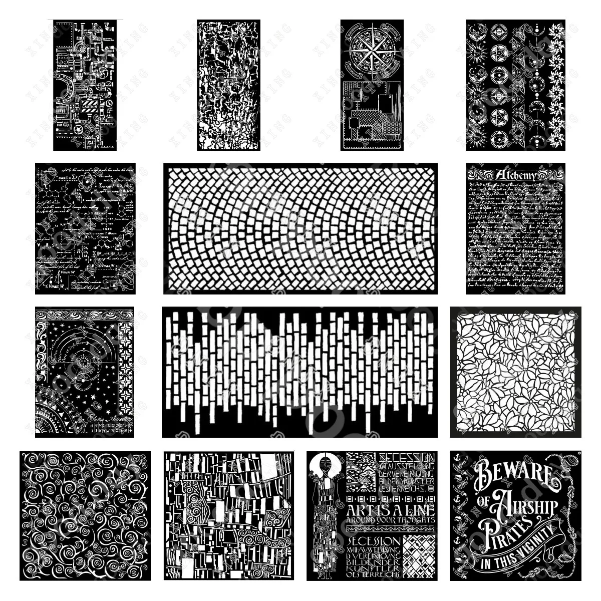 

New Square Pattern Cracks Compass Cobblestone Brick Wall Pirates Texture Diy Painting Scrapbook Coloring Embossing Album Decor