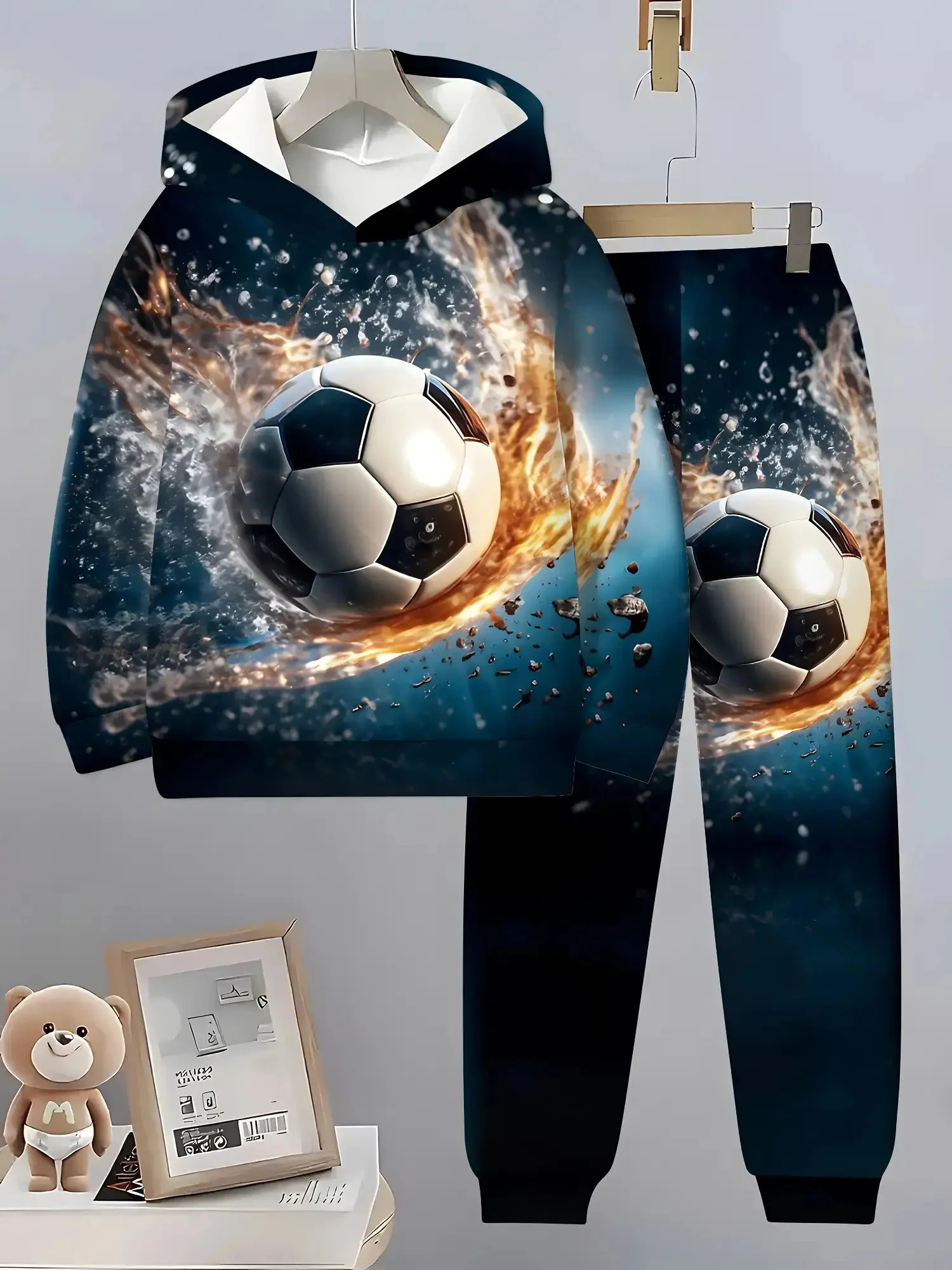 كرة القدم 3D طباعة البدلة البلوز الغابات النمر طباعة عارضة هوديي + الرباط عارضة السراويل 2PCS مجموعة الرجال النساء هوديي البدلة #1