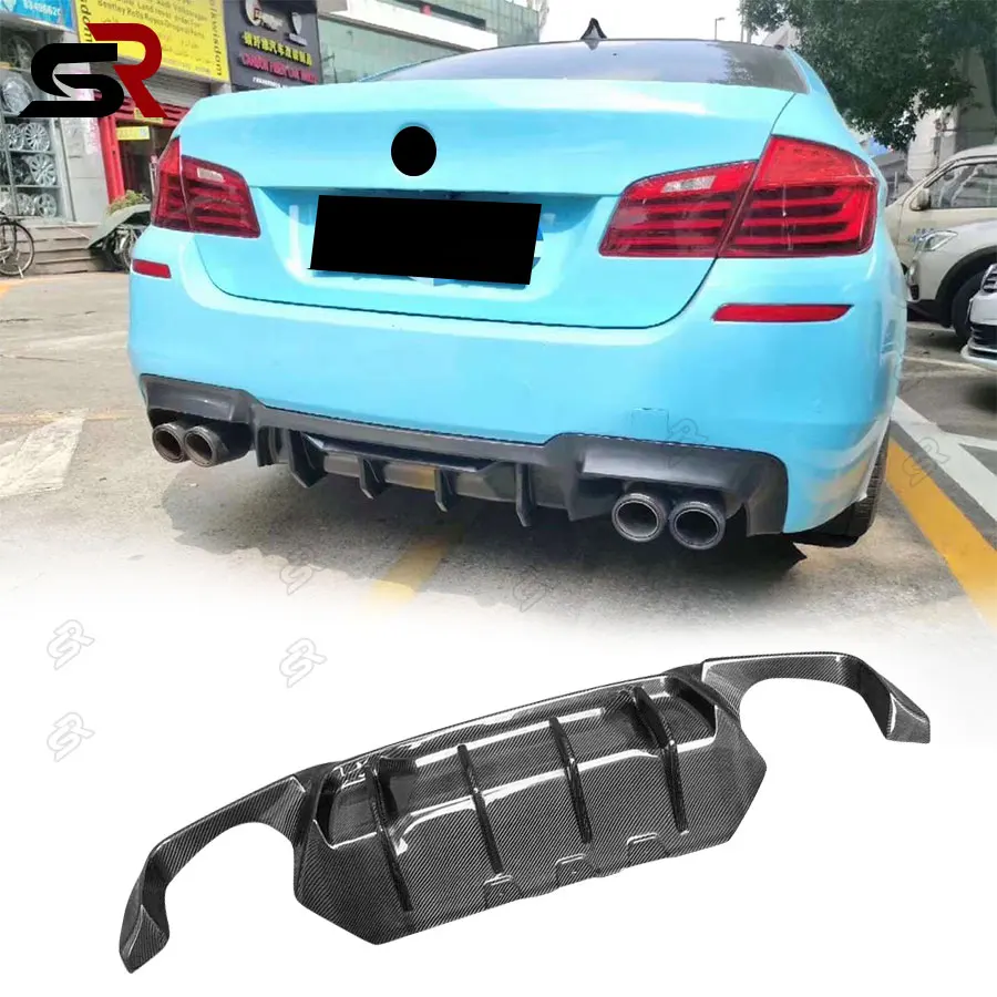 For BMW 5 Series M5 F10 F18 Carbon Fiber Rear Lip Diffuser Competitive Style Back Bumper Spoiler upgrade body kit 2010-2016