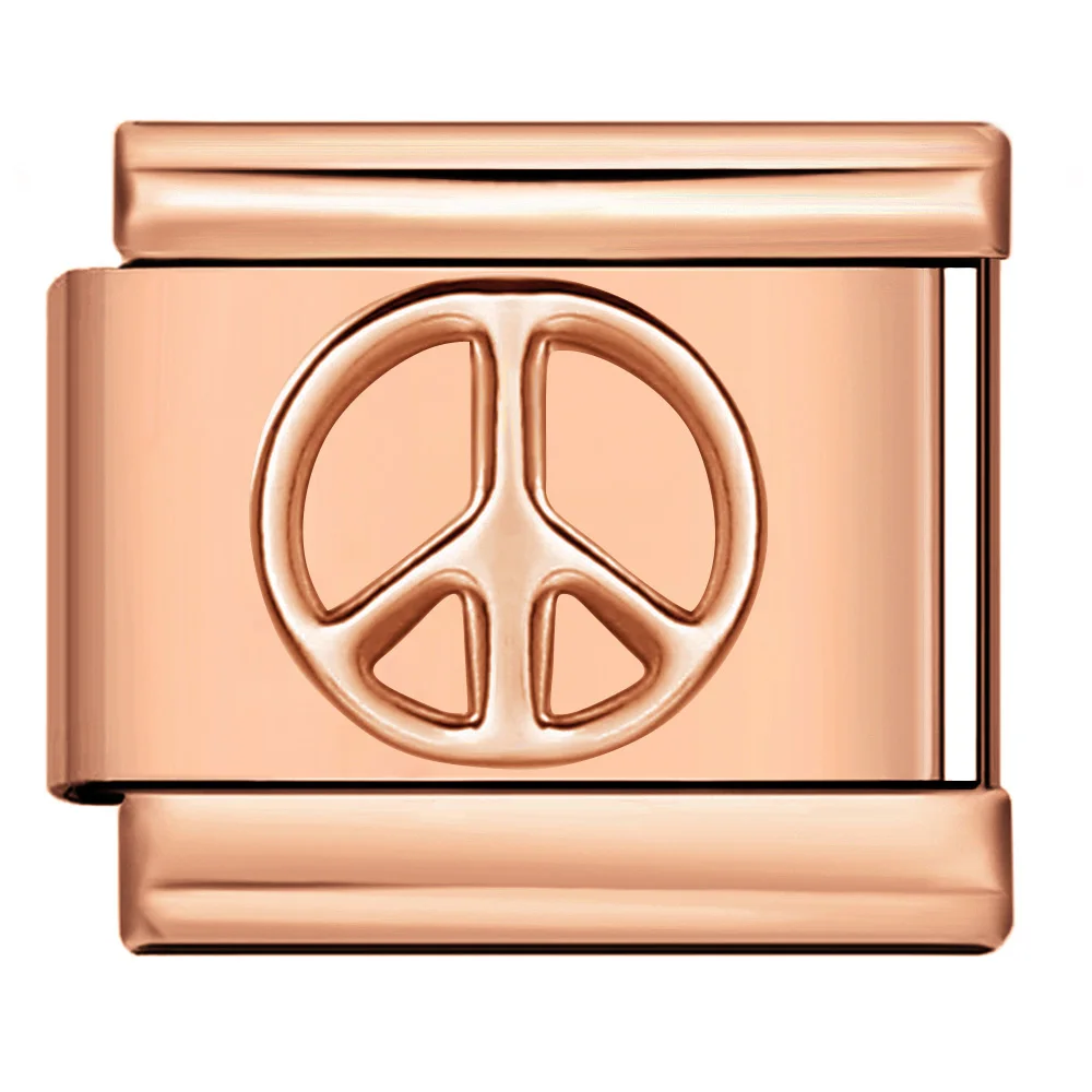 9mm Modisches Friedenszeichen-Symbol Katze Schmetterling Kreuz DIY Roségoldfarbener Schmuck Edelstahl-Anhänger für italienische Armbandherstellung DIY – Detail 2