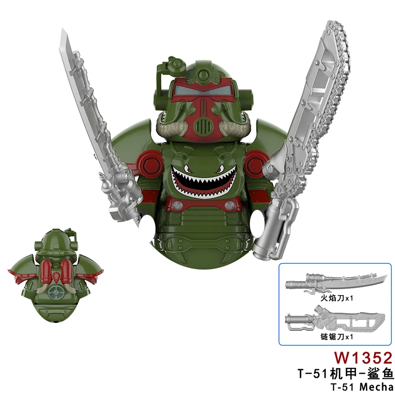جديد الطوب الإشعاعي T-51 Mecha اللعب T60 قوة درع الهدايا كوبر Minifigures اللبنات شخصيات العمل الصغيرة للأطفال