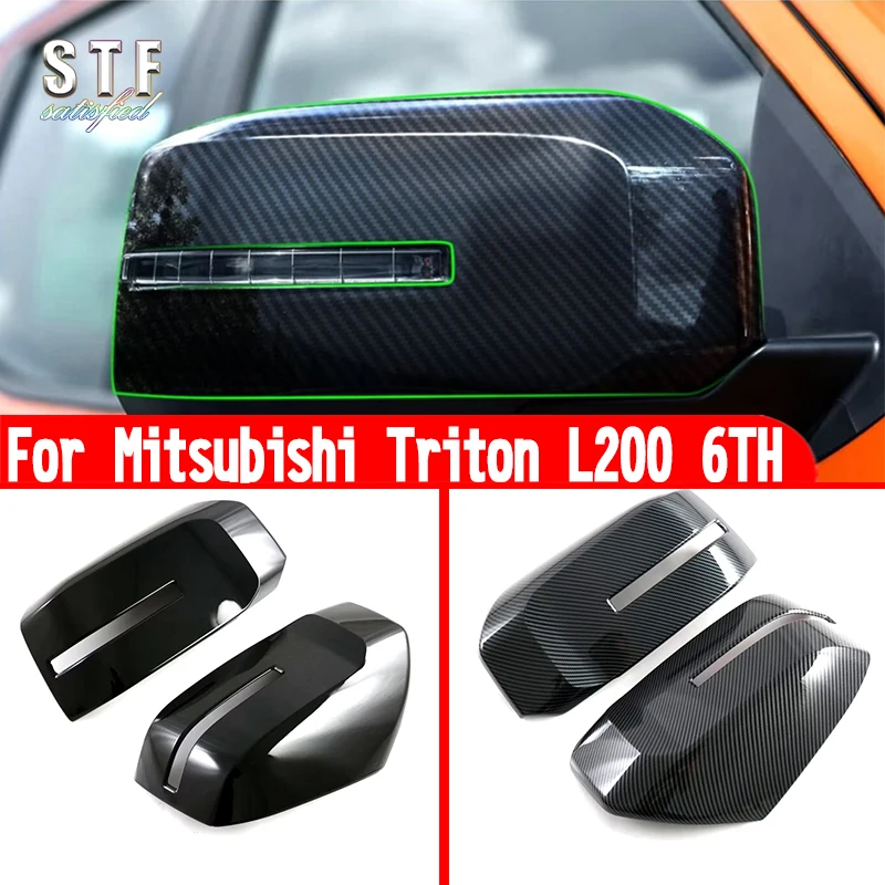 

For Mitsubishi Triton L200 6TH 2024 2025 Car Accessories Rearview Mirror Cover Trim Molding Decoration Stickers