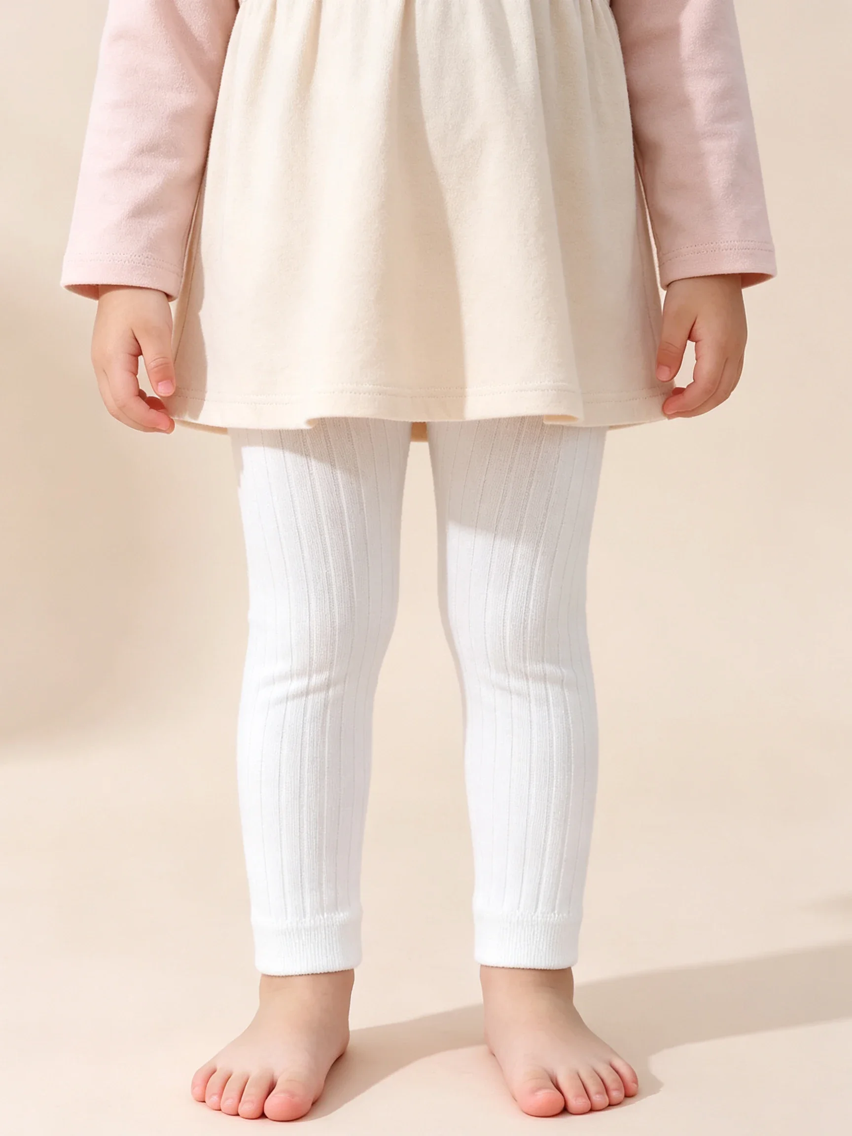 2er-Pack gerippte Mädchen-Leggings, knöchellange Strickstrumpfhosen für Kleinkinder, weiche, dehnbare Kinder-Basishosen, lässige Unterhosen für 0-6-jährige Babys, ideal für den täglichen Gebrauch – Detail 2