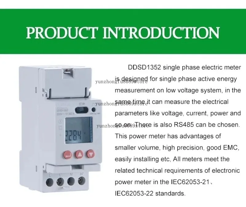 DDSD1352-C EV Charging Energy Counter 220V Smart Meter 100A Open CT RS485 Communication