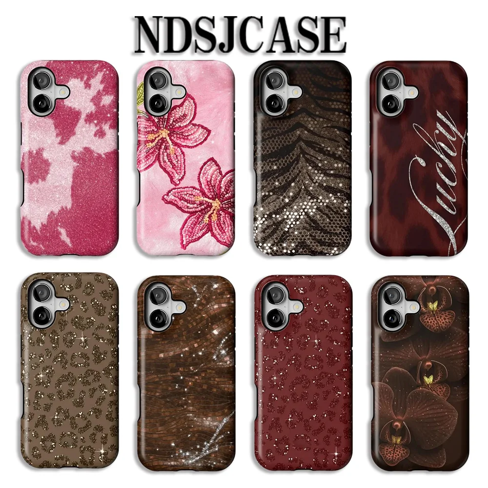 Blush Graze Braun Gepard Glücks-Handyhülle für iPhone 17 16 15 14 13 12 11 X XS Air Pro Max Plus Luxuriöse Doppelschicht-Rückabdeckung