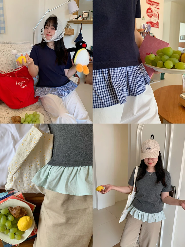 

plus Size Witch Design T-irt Milan ow Cheered Patchwork Women's Top Slimming Fat MM Summer Cotton Blend round Ne or...