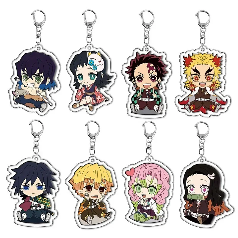 Hot Anime Demon Slayer Acrylic Keychains Tokitou Muichirou Agatsuma Zenitsu Keychain Bag Pendant Car Key Ring Anime Jewelry