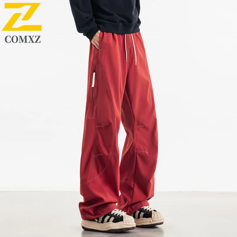 COMXZ Multi-Pocket Work Pants Men Fishing Camping Waterproof Machete Parachuter Pants Man Casual Elastic Waist Sports Trousers