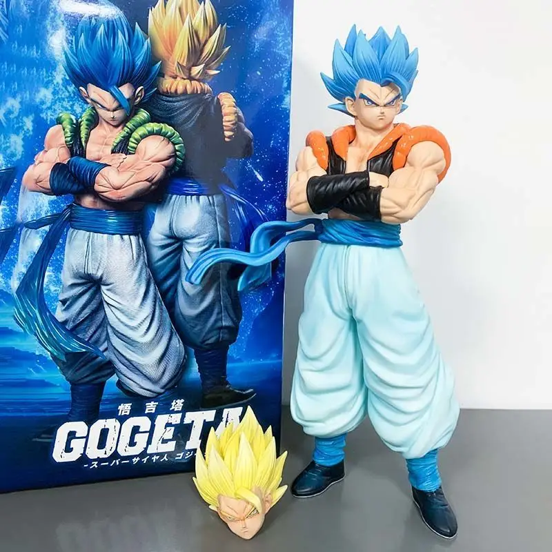 Stock 30cm Dragon Ball Z Figuras Gogeta Action Figure With Two Heads Dbz Manga Figurine Anime Gk Statue Models Dolls Toys Gifts