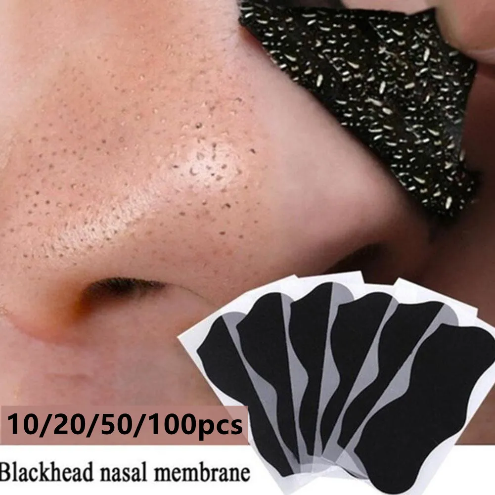10/20/50/100 pçs removedor de cravo de carvão de bambu pontos pretos manchas máscara nariz adesivo limpador nariz poros tira limpa profunda
