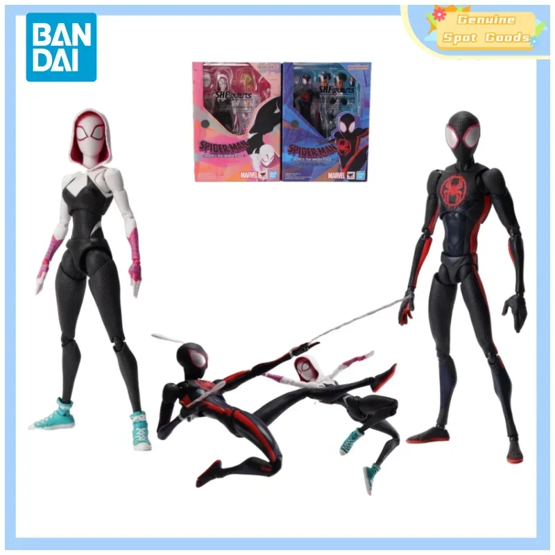 Genuine Bandai Spider Man ACROSS THE SPIDER-VERSE Gwen SHF Anime Action Figures Model Figure Toys Collectible Gift for Children