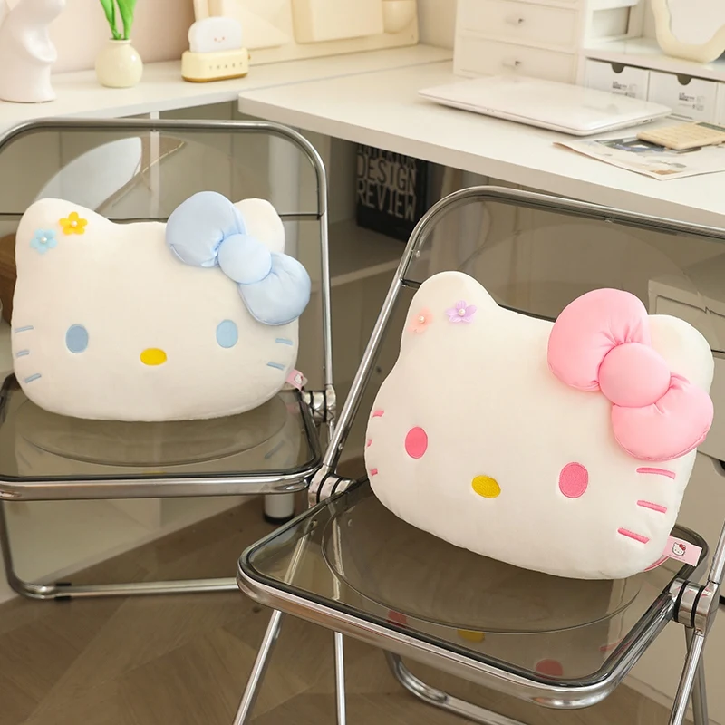 

35cm Sanrio Hello Kitty Cat Head Plush Sofa Bedhead Cushion Car Napping Pillow Hair Accessory Stuffed Doll Cute Gift for Girls