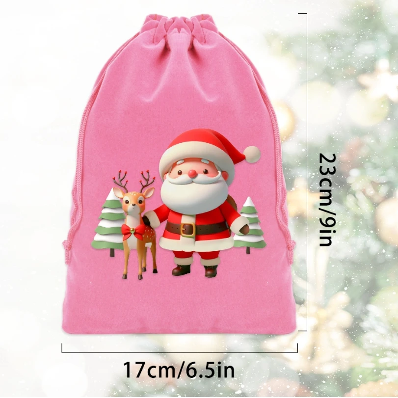 36pcs/lot 17*23cm Merry Christmas Party Velvet Decorative Draw String Pouch Santa Claus Xmas Gift Storage Bags