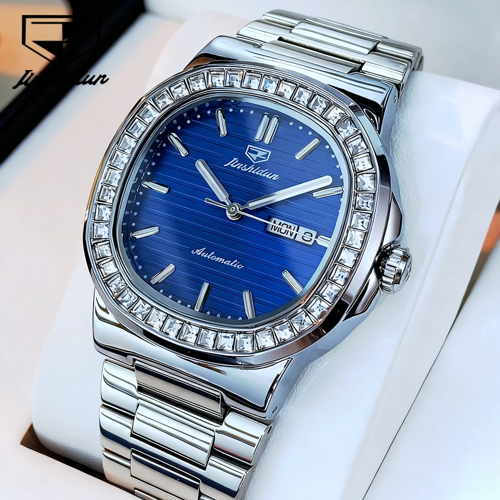 

JSDUN Men's Watches Luxury Fashion Fine Steel Original Automatic Self-winding Mechanical Wristwatch Waterproof Luminous Calendar