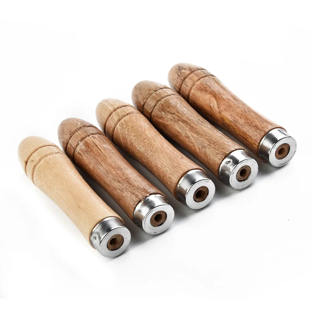 Set Wooden File Handle Strong Metal Collar 5pcs 9cm For File Craft Tool Portable High Quality Useful Brand New