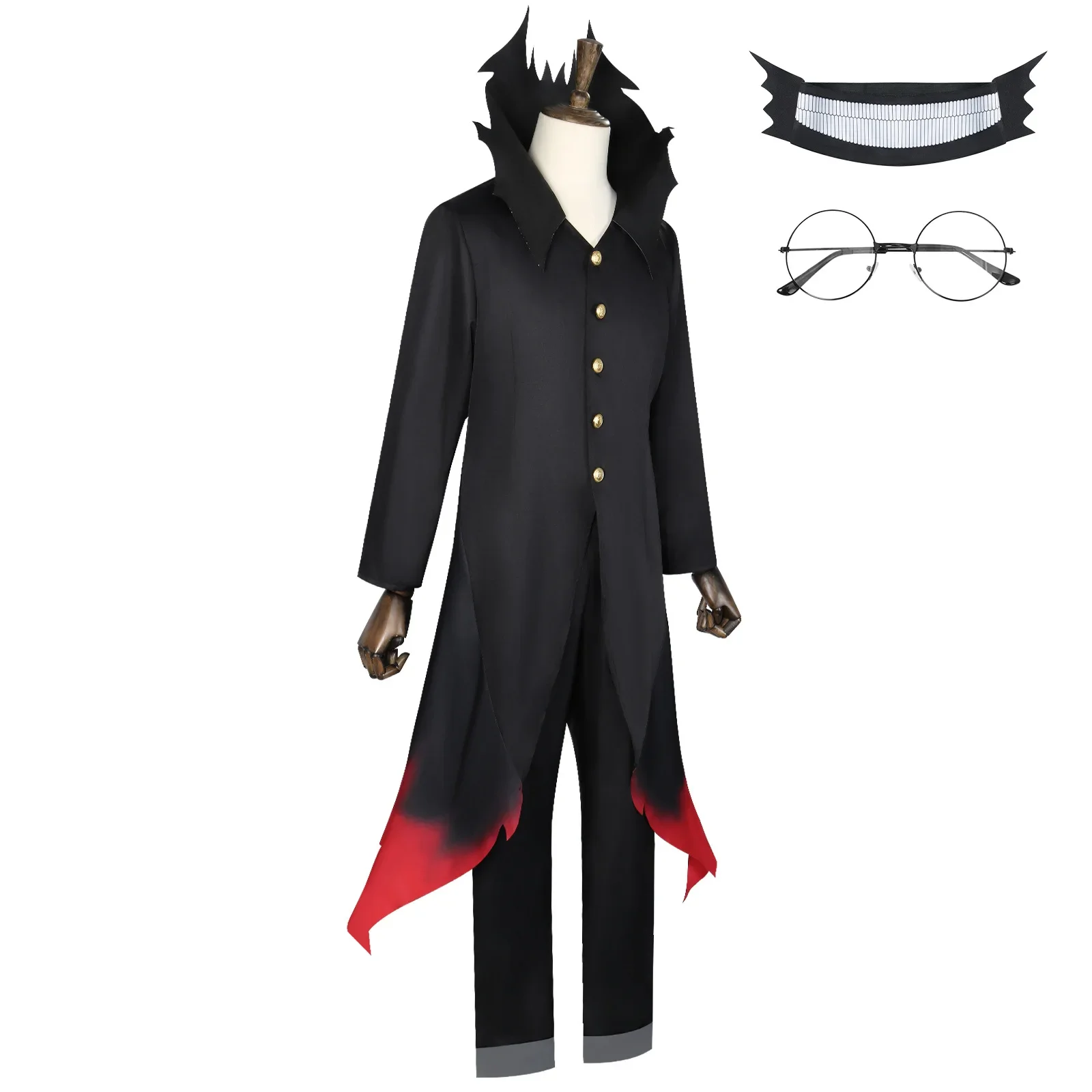 Anime Dandadan Ken Takakura Okarun Costume Cosplay Parrucca Maschera Occhiali uniformi neri Set completo per donna Uomo Vestito da festa di Halloween