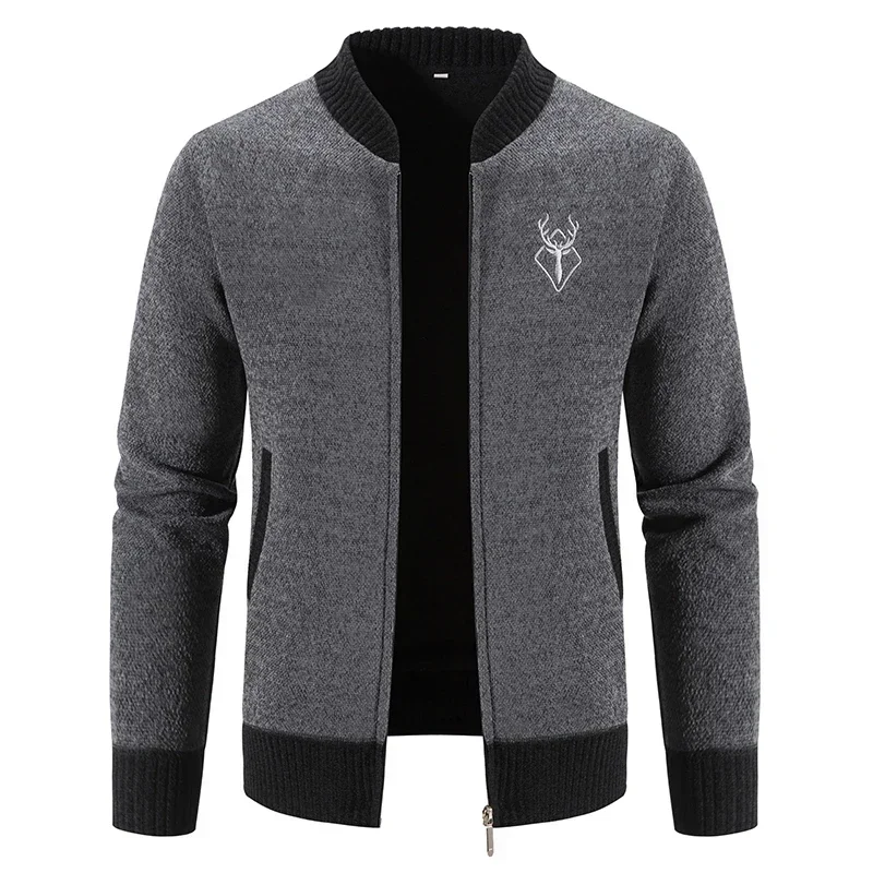 Mens Cardigan Sweater 2024 Autumn Winter Thick Warm Zipper Slim Fit Knitted Jacket Male Fleece Sweater Coat Jacket Men Clothing