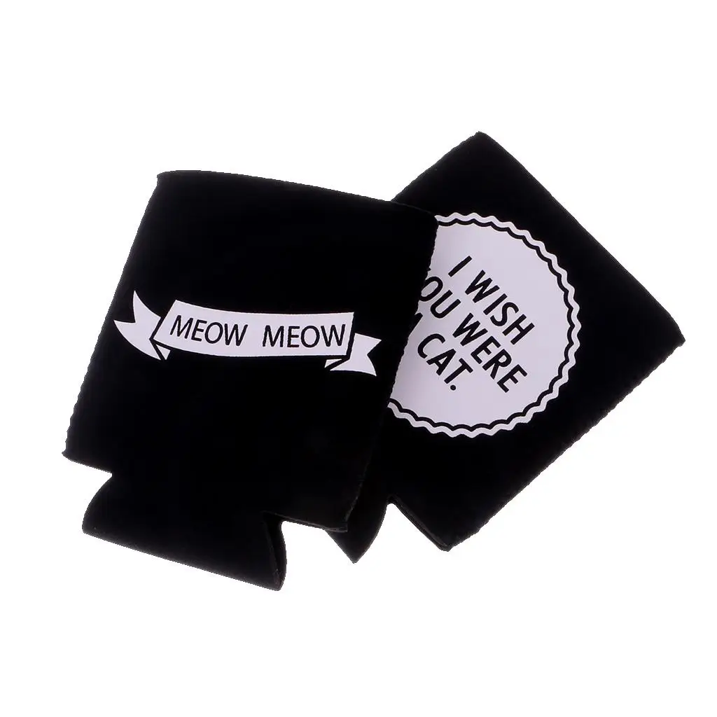Beer Bottle Cozy Neoprene Fashion Can Cooler Party Favour Wrap Funny Cat Print for Weddings and Gatherings