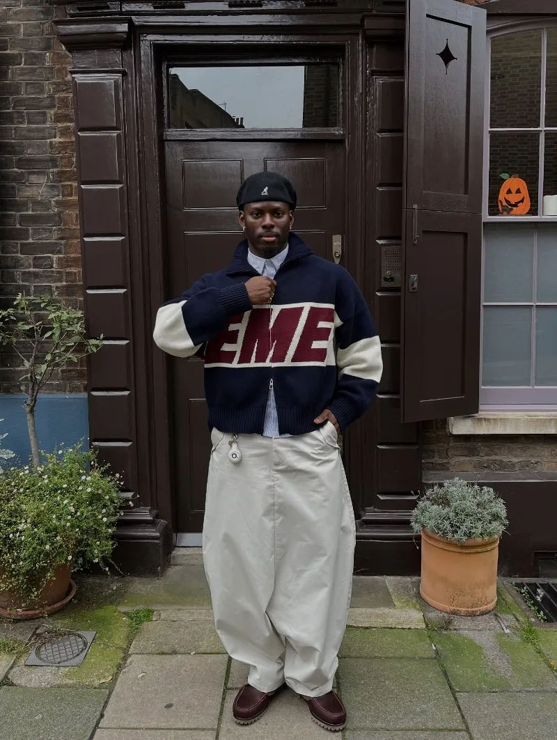 EMESTUDIOS Harajuku épissé ​ ​ Pull en tricot à fermeture éclair pour femmes, pull décontracté à la mode, American Street Y2K, manteau brodé de lettres