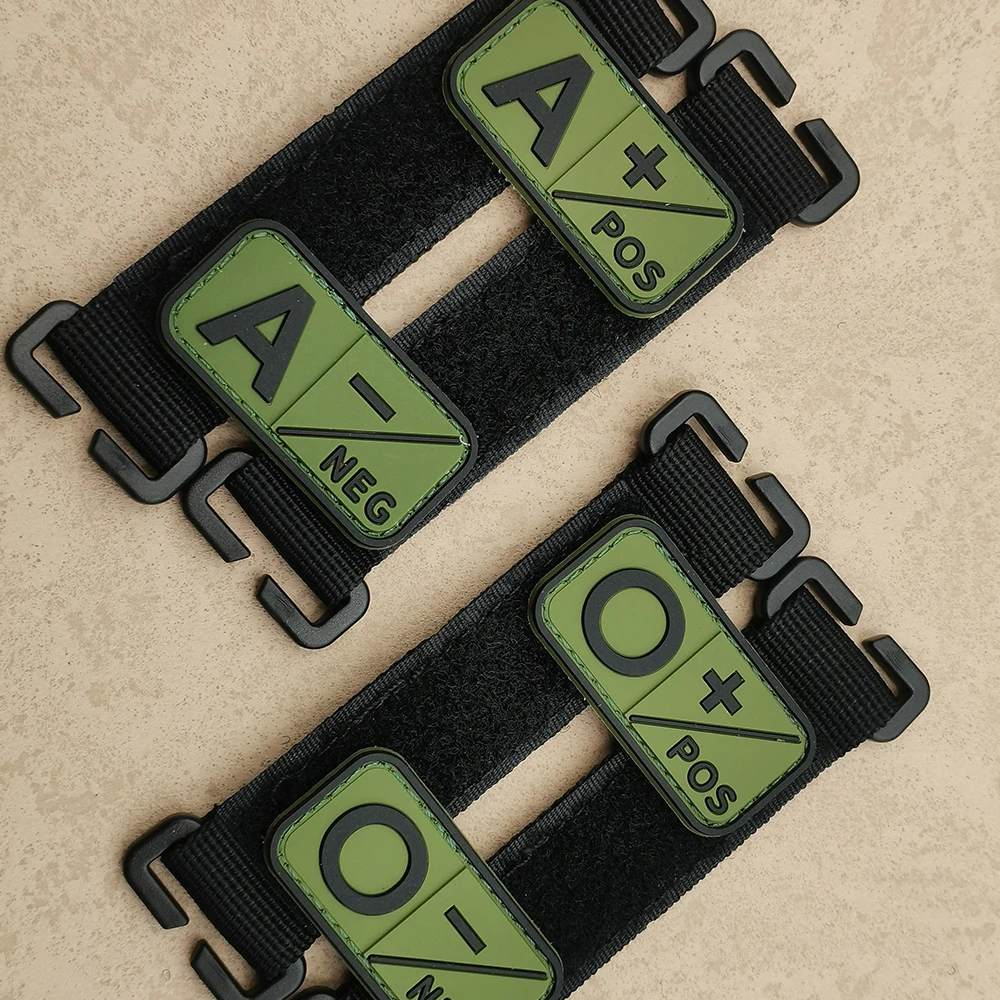 Oliver Green 3D Rubber Clothing Label Applique Blood Type Patch A B O AB POS NEG Blood Type Patch Stick On Bag Hat Military Suit