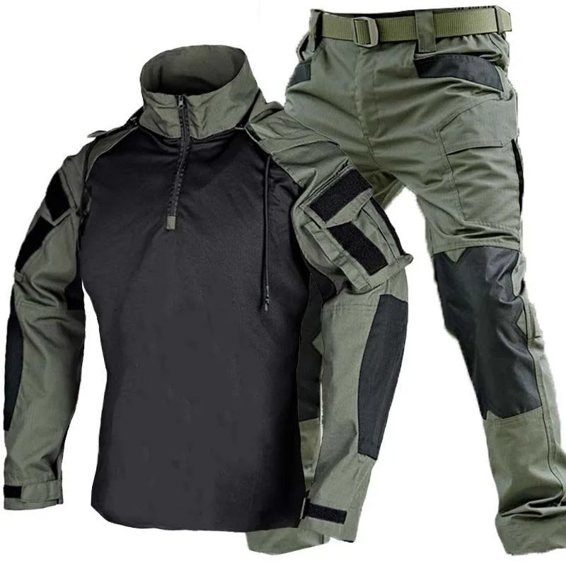 

Outdoor Uniform Tactical Suits Wear Resistant T-Shirt Hood Pants Men Clothes Combat Shirts Airsoft Paintball Hunting Clothing