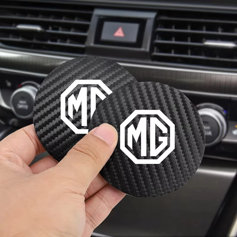 2Pcs Car Coasters Carbon Fiber Cup Holder Mat For Morris Garages MG Rx5 MG3 MG5 MG7 Car Interior Accessories Decorative Coasters