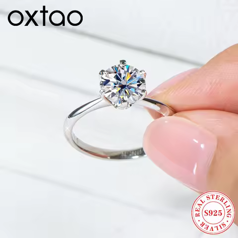 0.5CT-3CT Moissan Diamond Ring 925 Sterling Silver Classic Six-Claw Wedding Ring Single Head Ring Women's Wedding Jewelry Certif
