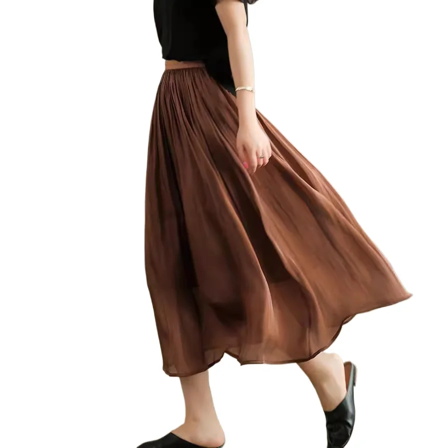 Gonna lunga lucida estiva tinta unita