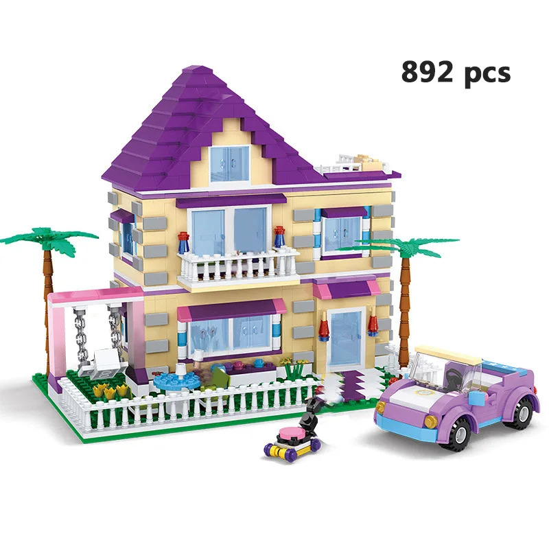 House Villa Architecture Cottage Model Building Blocks Bricks Friends For Girl Beach Hut Modular Home Village Creative City Shop