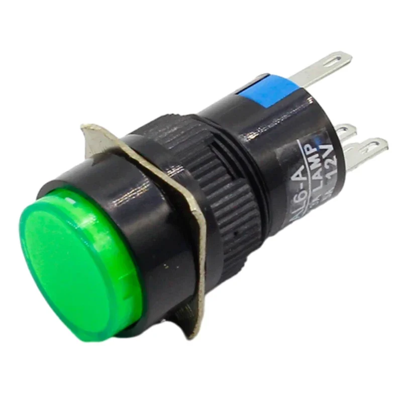 16mm DC 6V 12V 24V 220V LED Push Button Switch Blue Green Red Yellow White lamp Momentary push button auto reset