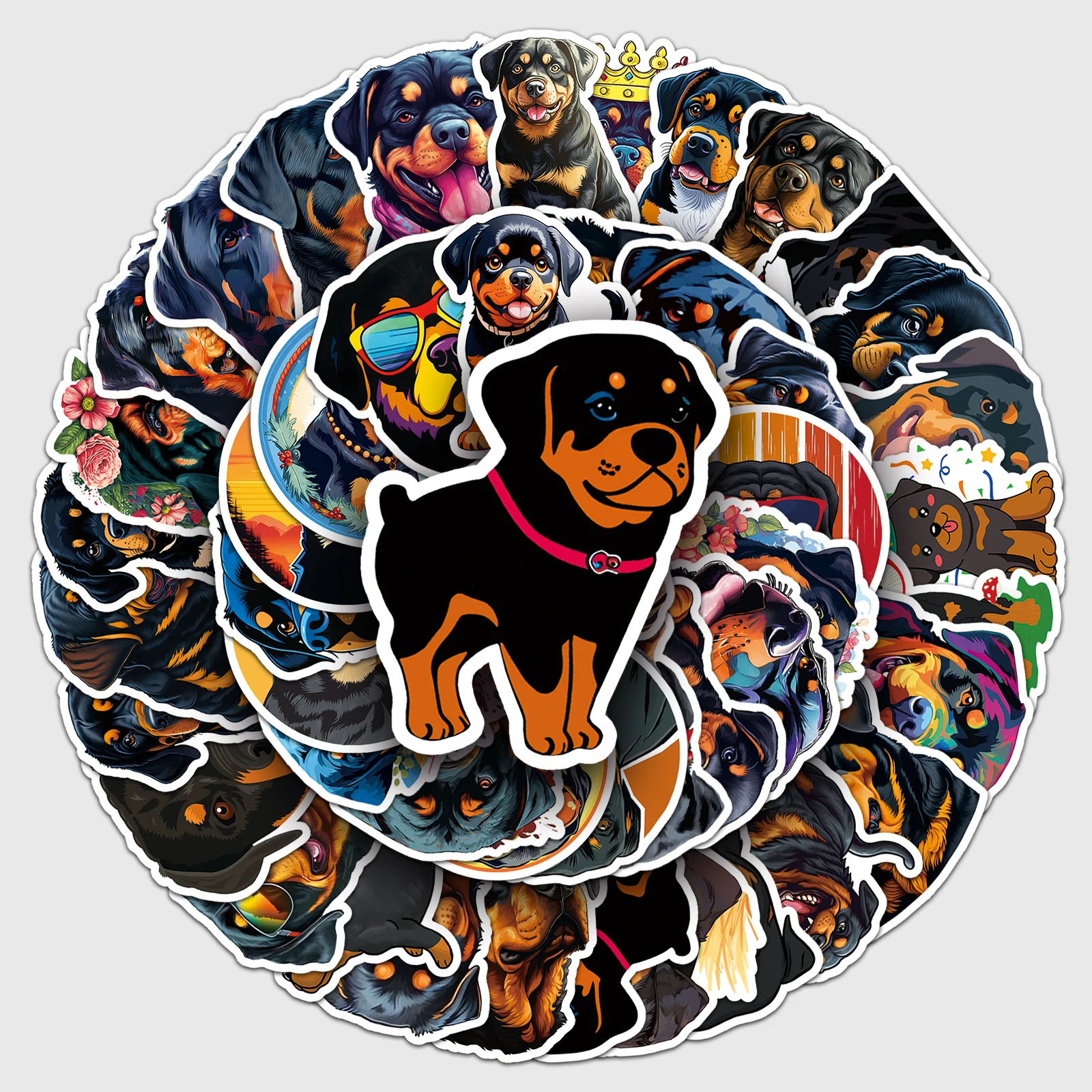 50pc The Rottweiler series Cartoon Cute Graffiti Stickers Suitcase Laptop Guitar Skateboard Personalized Decoration Stickers