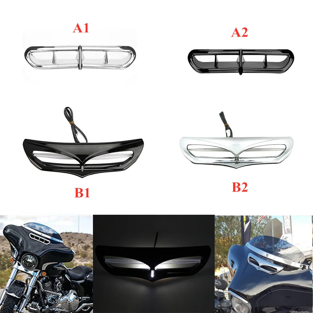 

Motorcycle Front Vent Accent Trim With LED Fairing Vent Accent For Harley Touring Trike Electra Street Glide Ultra 2014-Up
