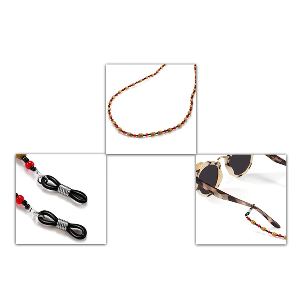 

1Pcs Eyewear Chain Vintage Wooden Beaded Glasses Holder Strap Eyeglass Cord Prevent Falling for Hiking Running Cycling Sports