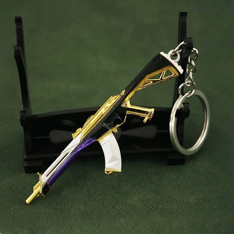 9cm Valorant Melee Reaver Model Keychain for Men Prime Rifle AK Vandal Metal Key Ring Game Peripheral Fans Collect Jewelry Gift