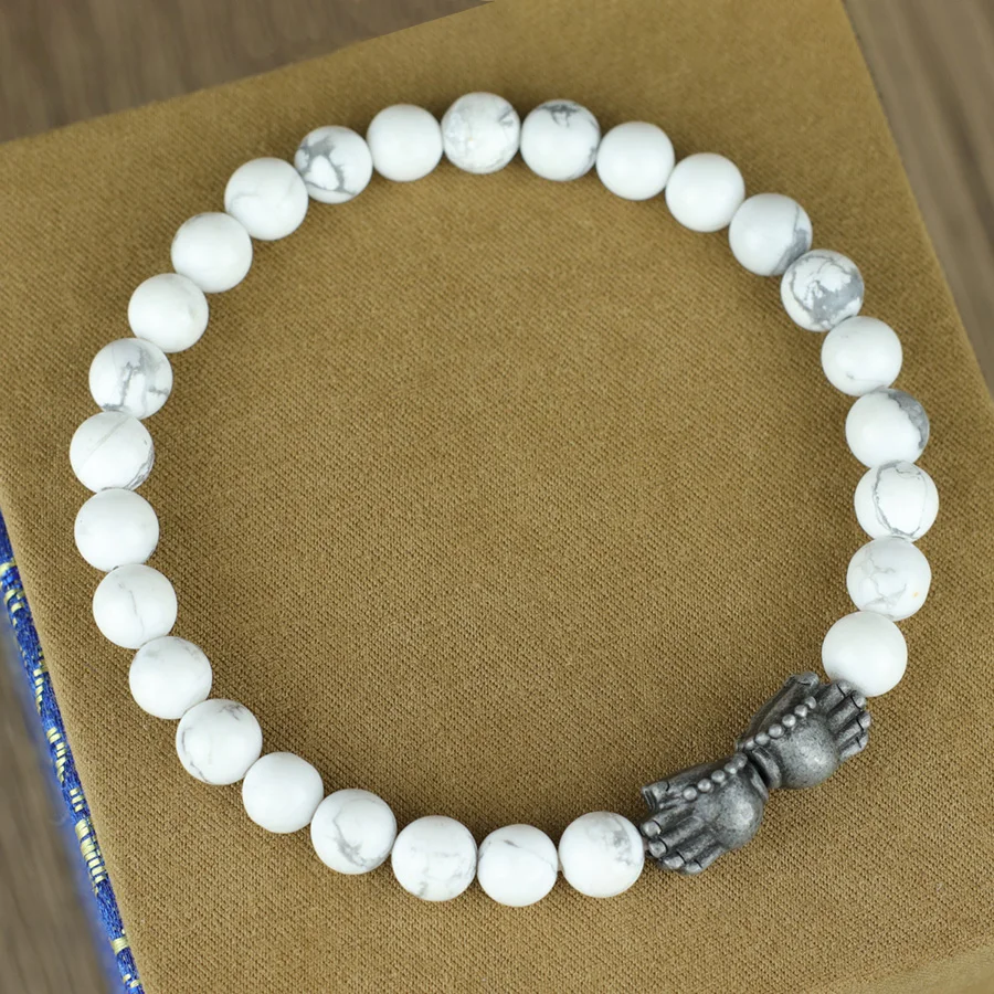 วินเทจสองปาล์มสร้อยข้อมือลูกปัดผู้ชายเครื่องแต่งกายอุปกรณ์เสริมธรรมชาติฮาวไลท์ โอบซิเดียน หีมาไทต์สร้อยข้อมือโฮมมีเครื่องประดับ