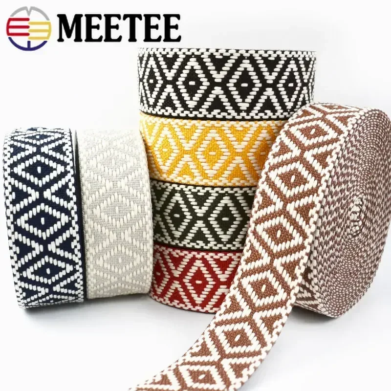 5/10M cotone Jacquard fettuccia 1.5mm di spessore nastro etnico 38mm borsa tracolla bagaglio Decor Bind Tape accessori per cucire fai da te