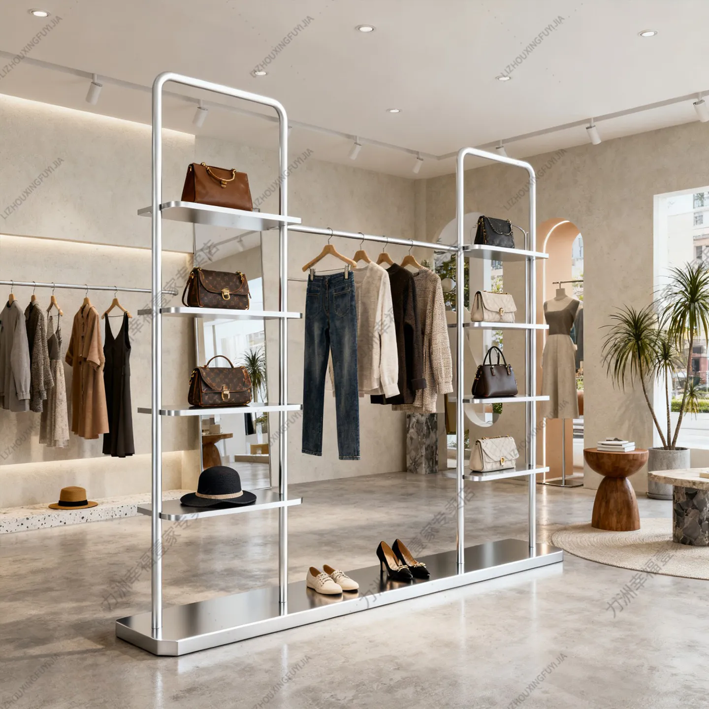 Simple modern wrought iron clothing store hanger floor Internet celebrity women's clothing store vertical stable hanger