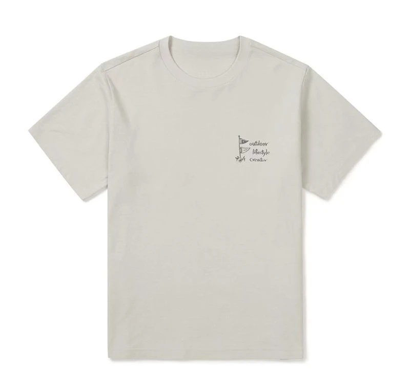 韓国のトレンディなブランド夏の新プリントアウトドアキャンプレジャー半袖 Tシャツ純粋な綿レジャー休暇ユニセックス