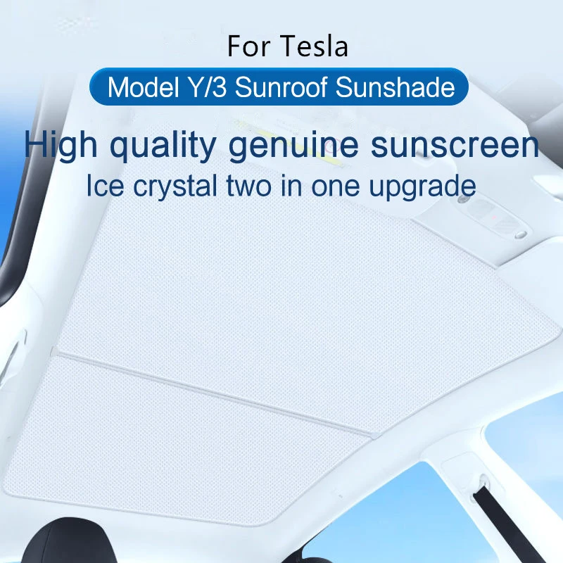 

Glass Roof Sunshades Ice Cloth Sunroof UV Blocking Shading Sun Shades Roof Front Rear Skylight Insulation For Tesla Model 3 Y