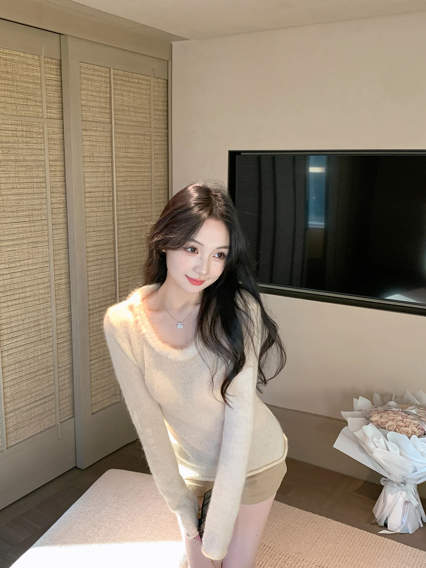 

Женский вязаный свитер Pure Desire: зимняя базовая кофта из смесовой шерсти и кашемира с длинным рукавом и круглым вырезом