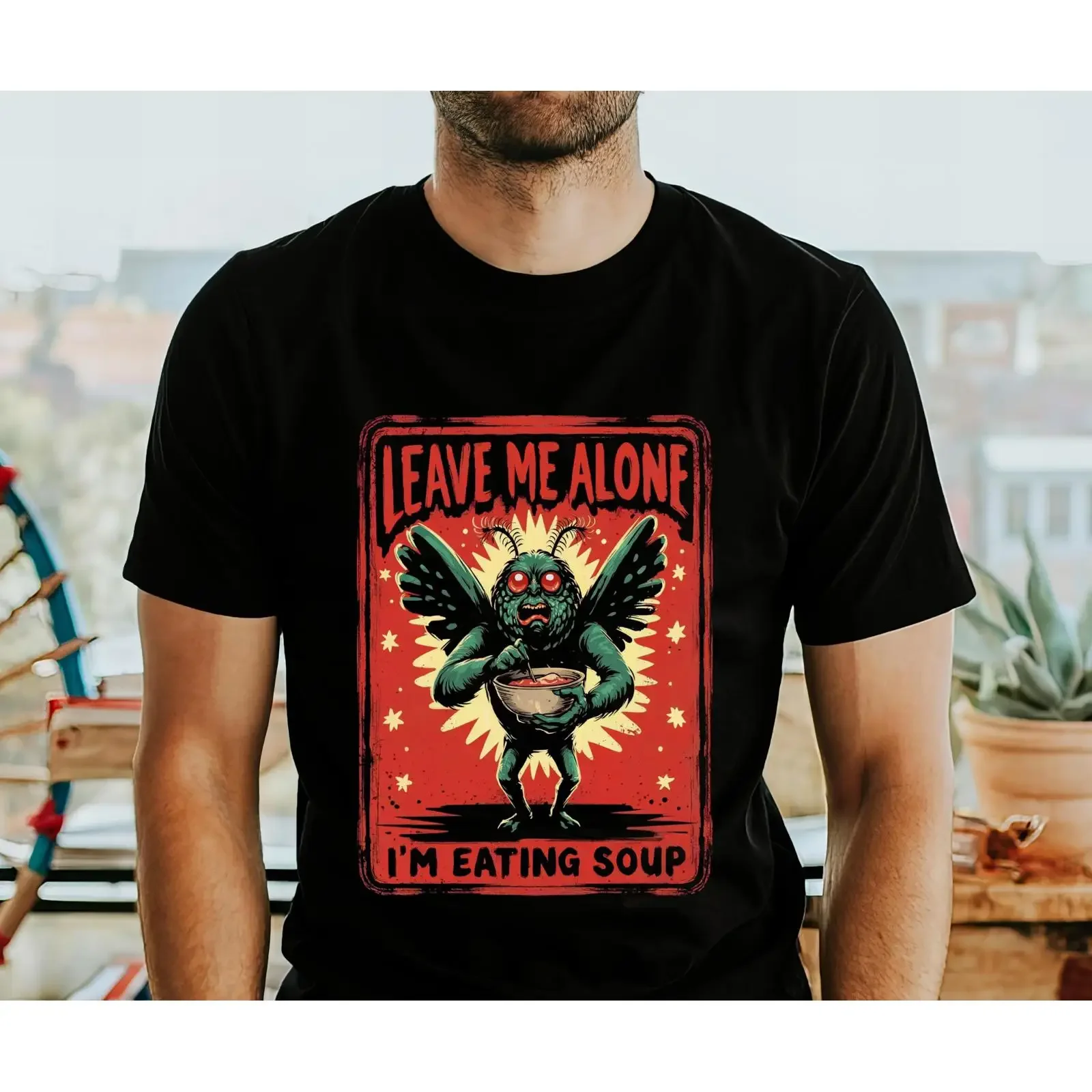 Mothman Eating Soup T Shirt Funny Cryptid  vintage Washed streetwear graphic Casual Stylish designer clothes Unisex Comfortable