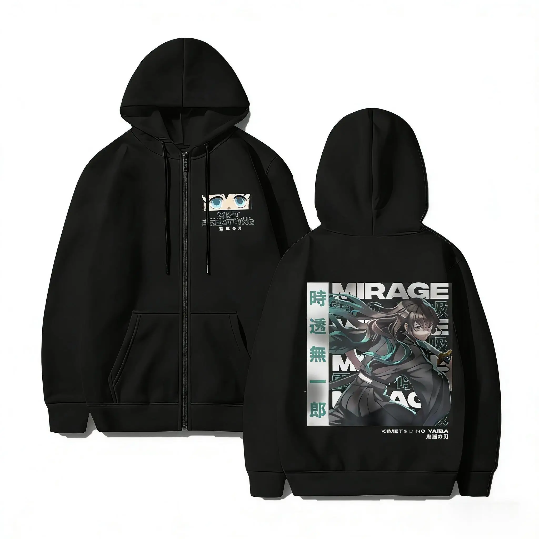 شيطان القاتل Muichiro Tokito هوديي الرجال النساء أنيمي زمم البلوز 2026 الشتاء الشارع الشهير تأثيري سترة عادية كم طويل #2